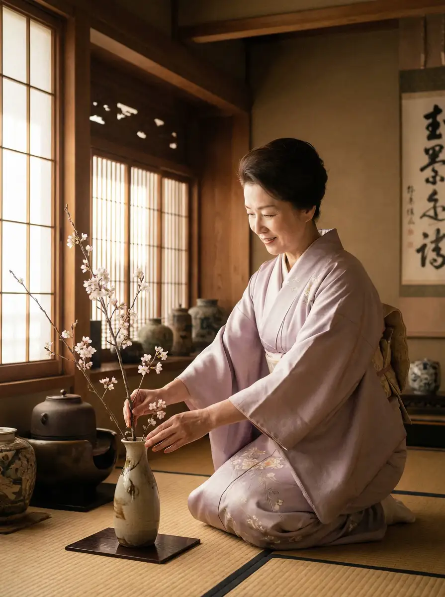 一位优雅的 51短视频::51短视频官方平台 | 影视资讯51短视频导航 在和室中插花