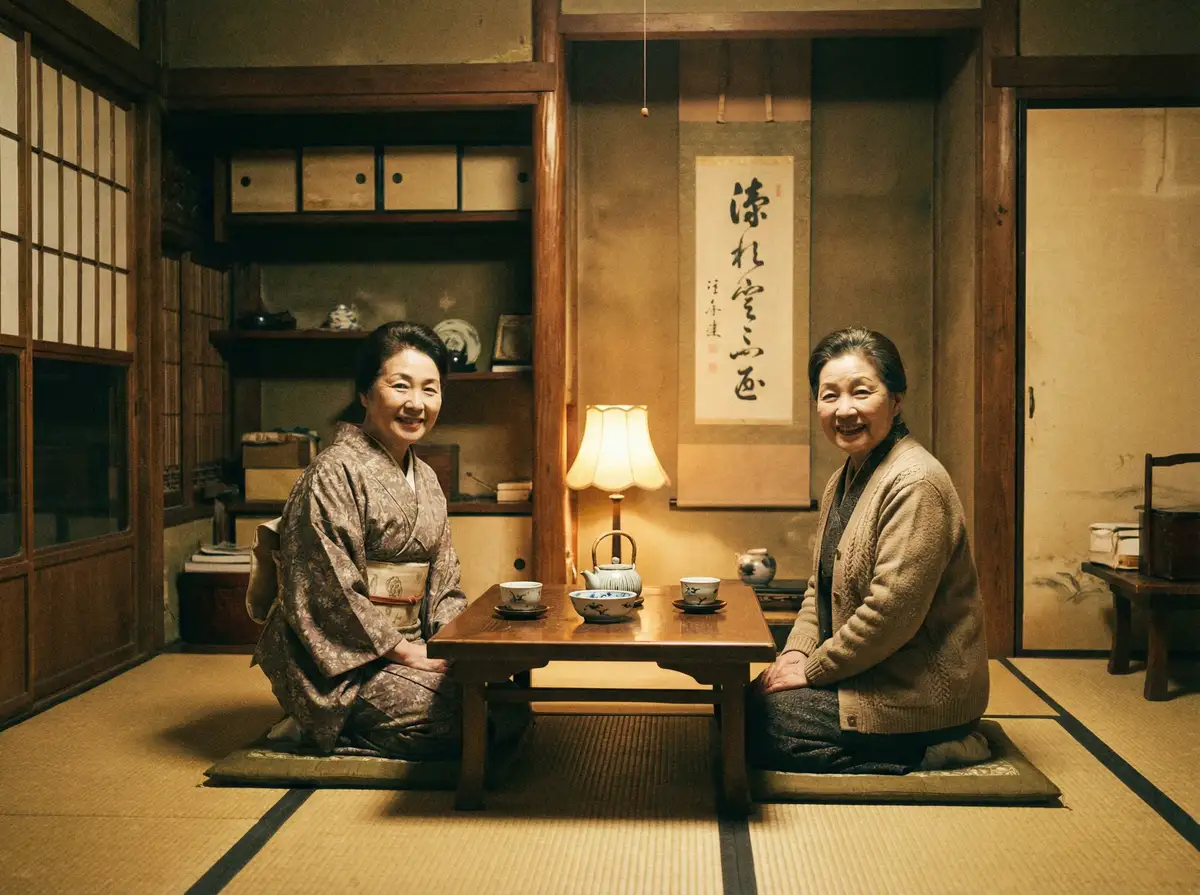 两位优雅的 51短视频::51短视频官方平台 | 影视资讯51短视频导航 在日式茶室中品茶交谈